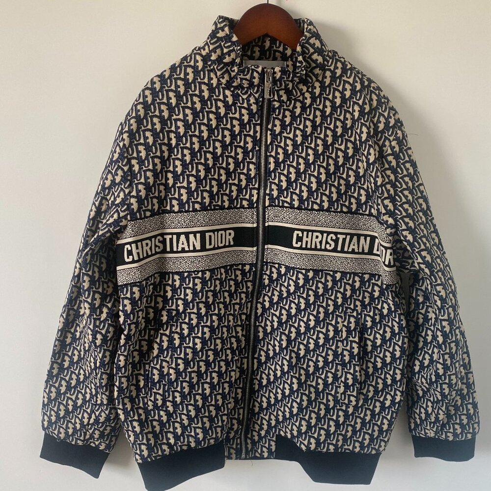 Dior printed jacquard embroidered denim shirt jacket 2XL